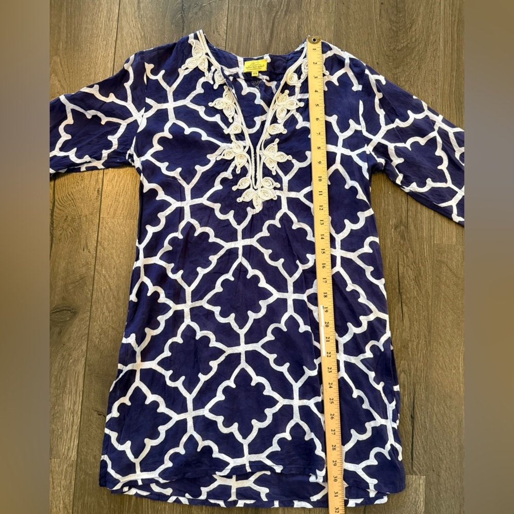 Roberta Roller Rabbit XS Navy White Tunic Embroidered Boho Resort Cover Up - Picture 5 of 10
